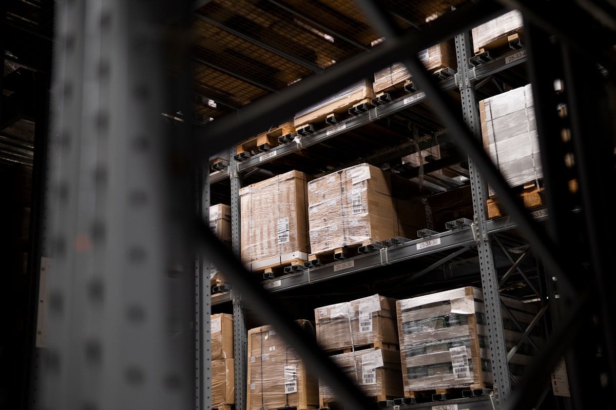 Pallets staged for despatch in a distribution warehouse